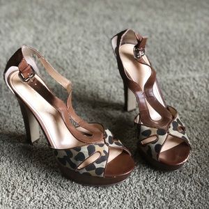 Marc Fisher animal print peep toe heels 8.5